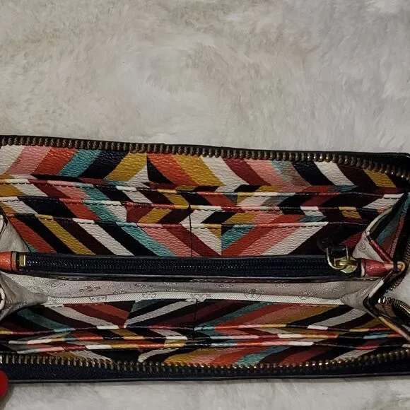 Tory Burch Continental Long Zip Around Wallet 👛 Rare Geometric Print Like New - Picture 8 of 10